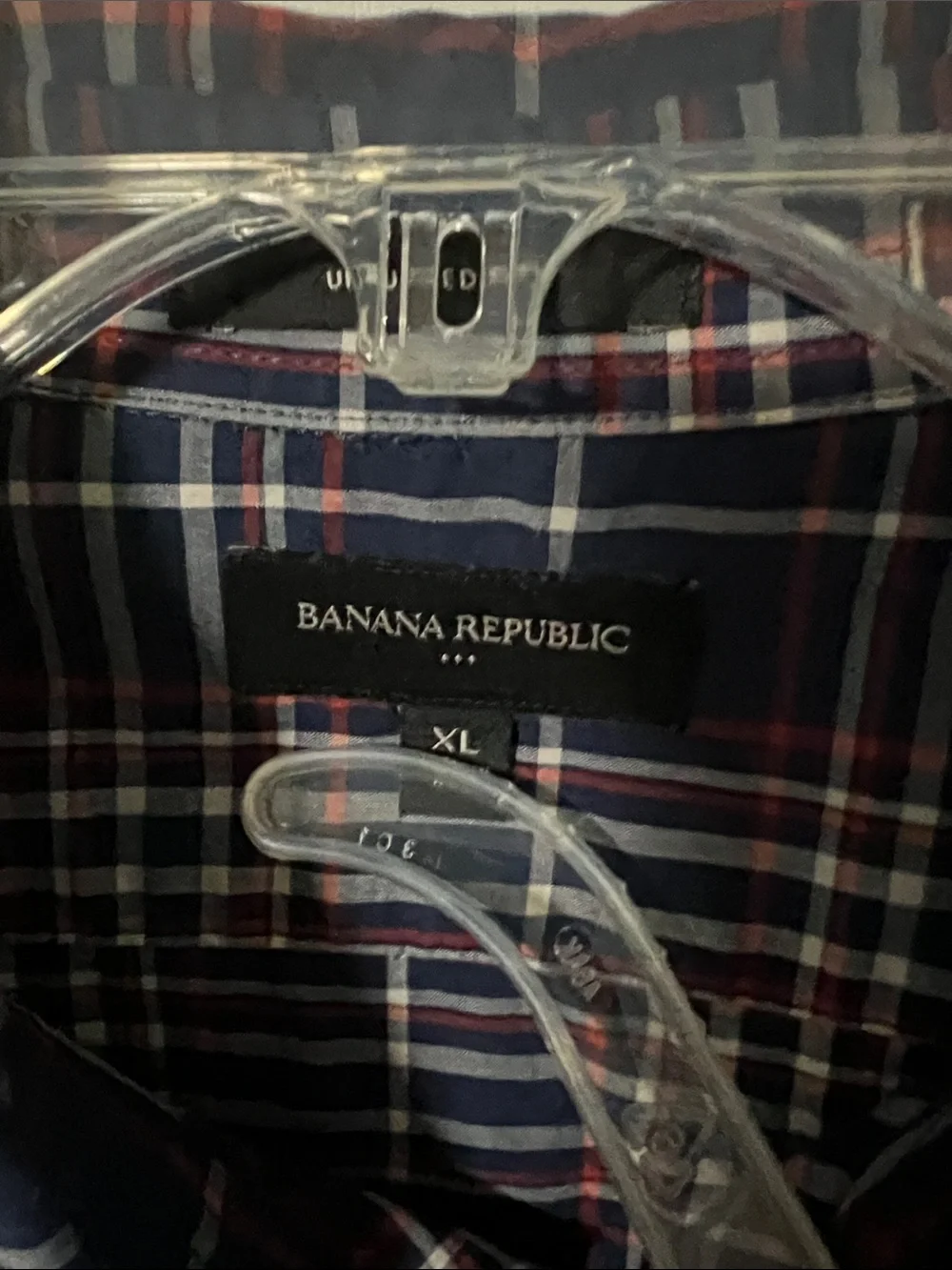 Banana Republic Navy, Red & White Plaid Button-Down Shirt Size XL